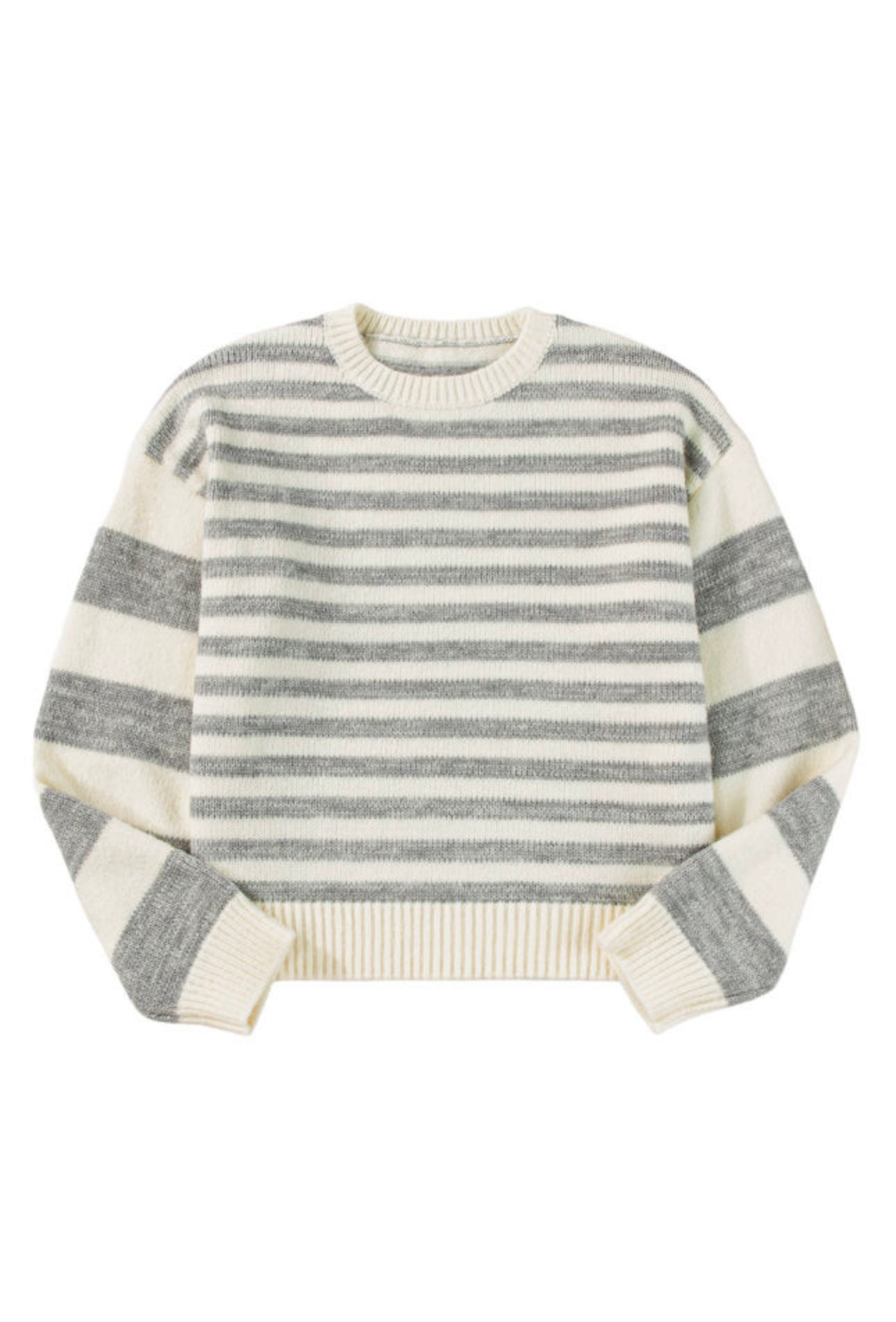 Gray Stripe Crewneck Sweater