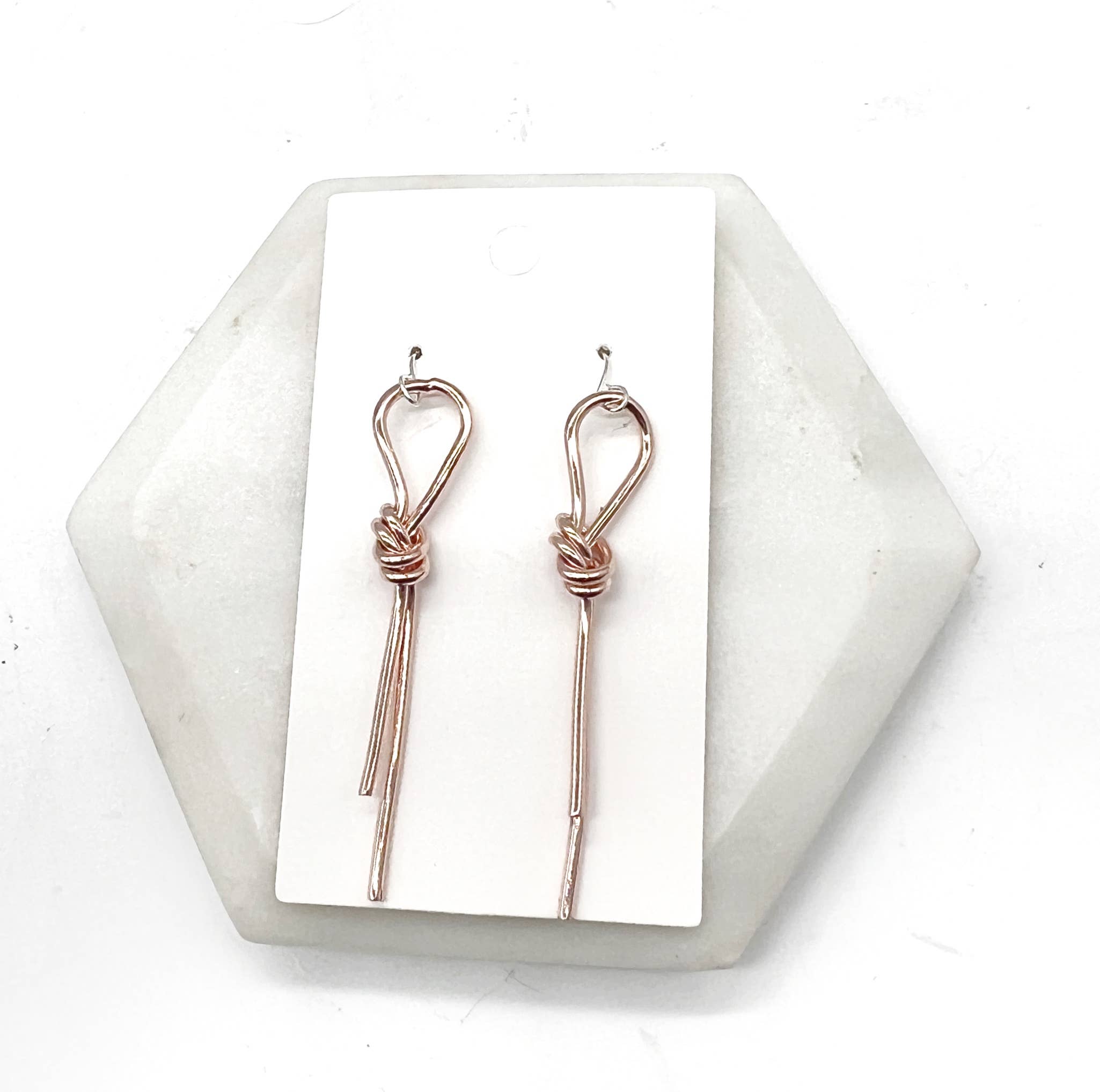 Rose Gold Metal Love Knot Statement Earrings