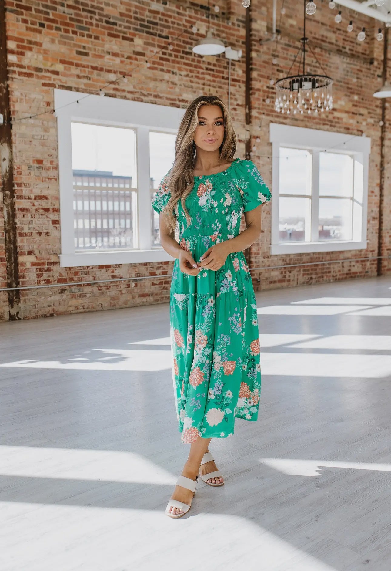 Deanna Floral Tiered Midi Dress