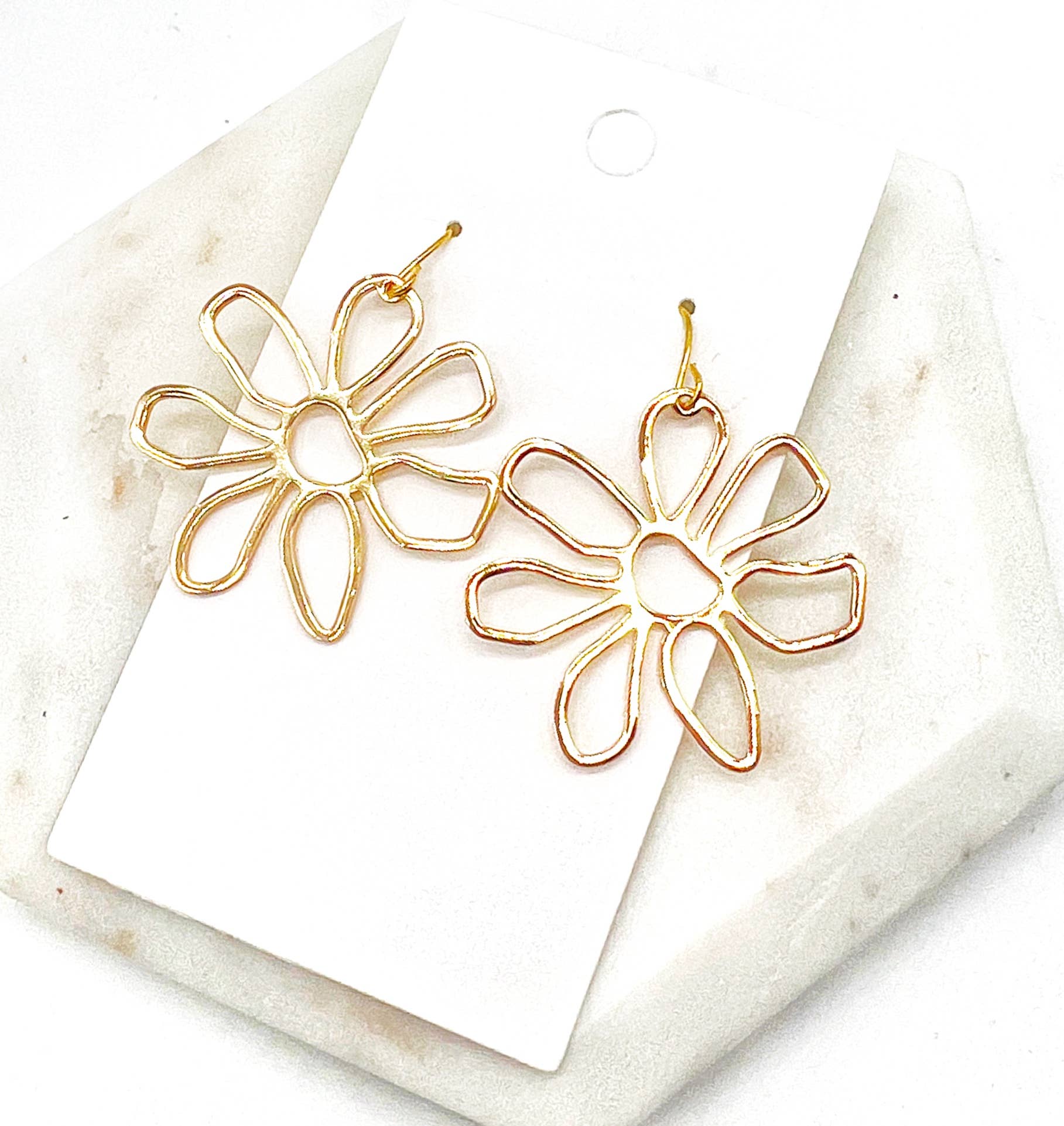 Gold Metal Flower Earrings