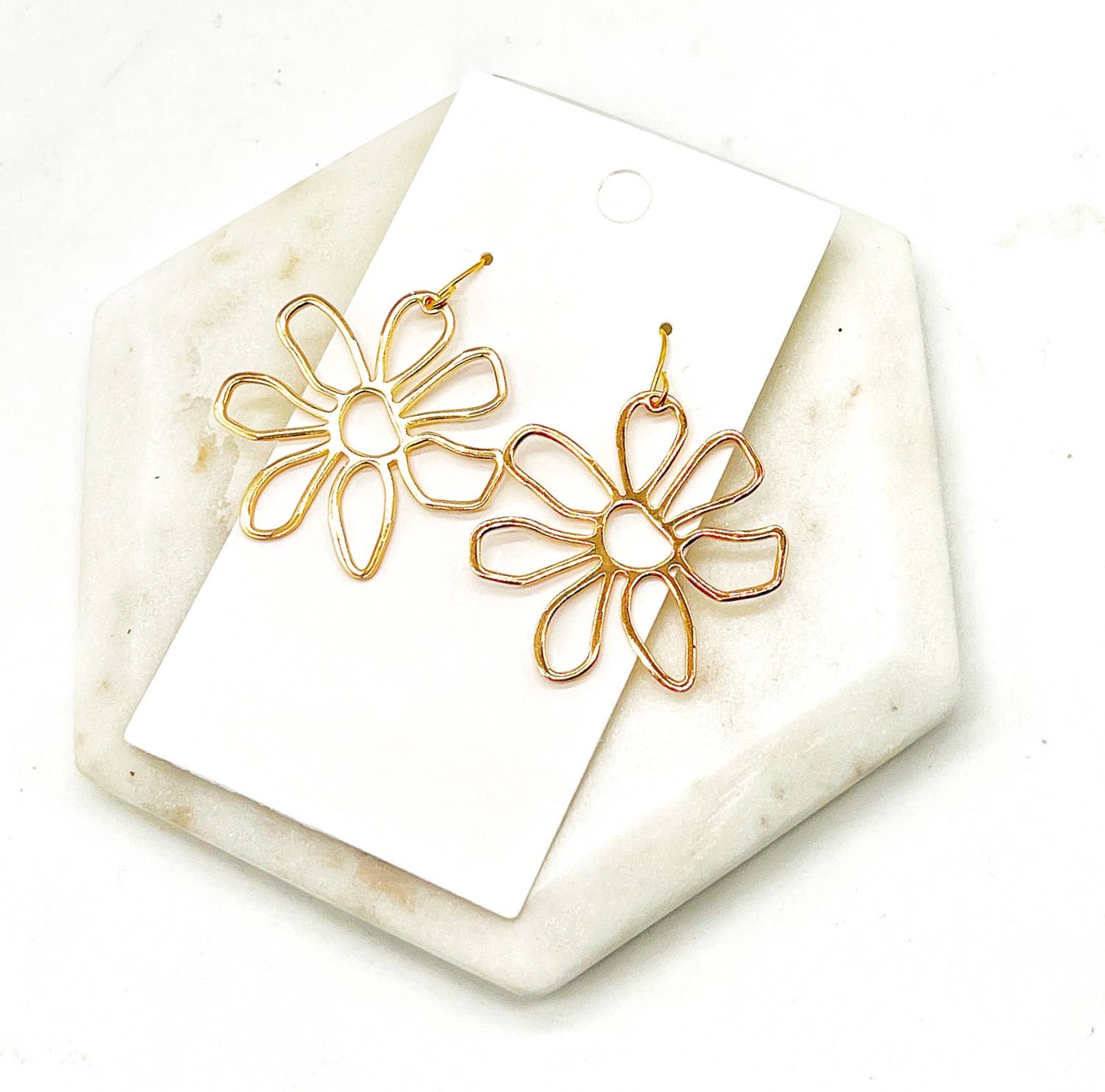 Gold Metal Flower Earrings