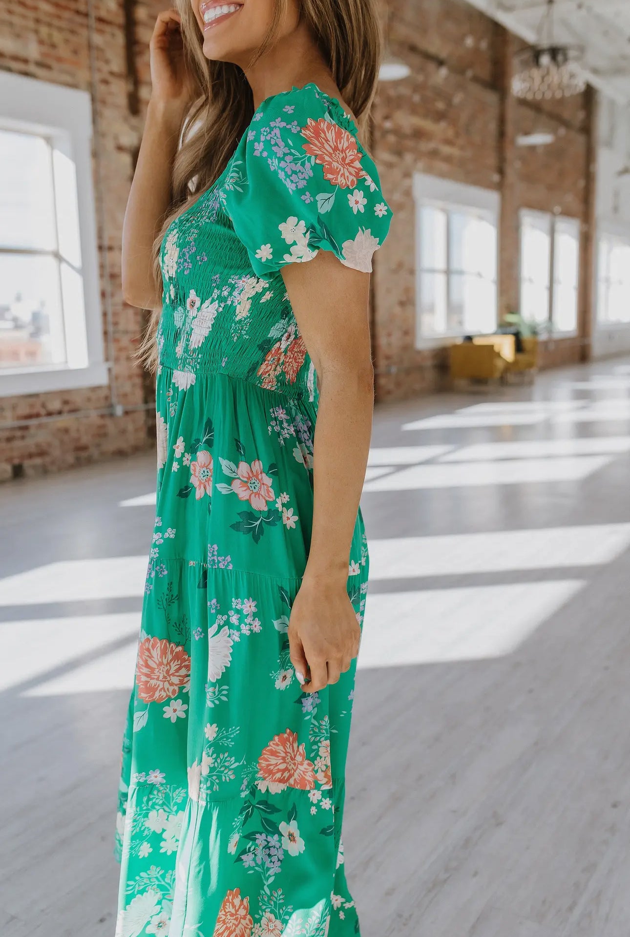 Deanna Floral Tiered Midi Dress