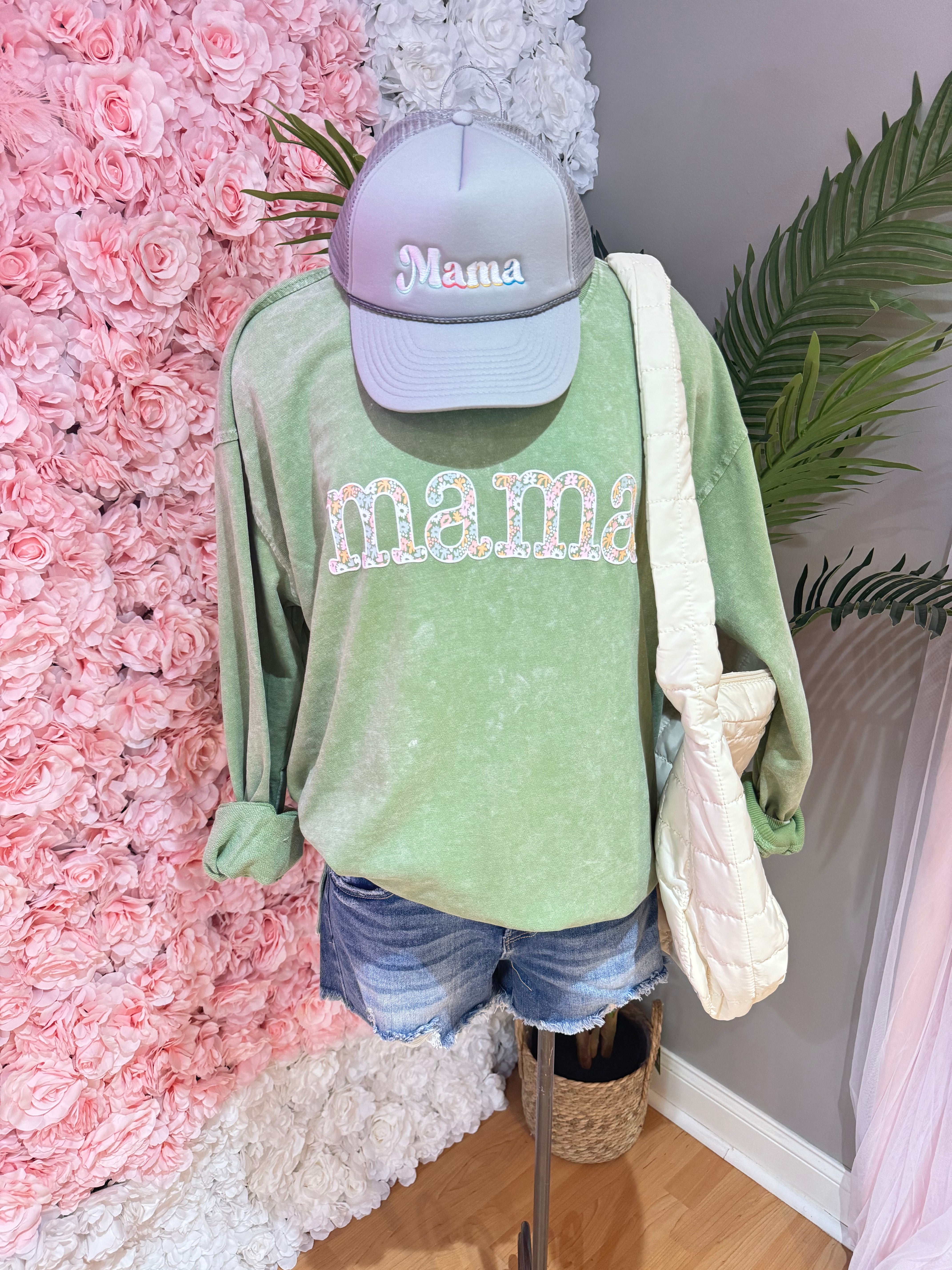 Mama -  Mineral Wash Sweatshirt (Matcha)