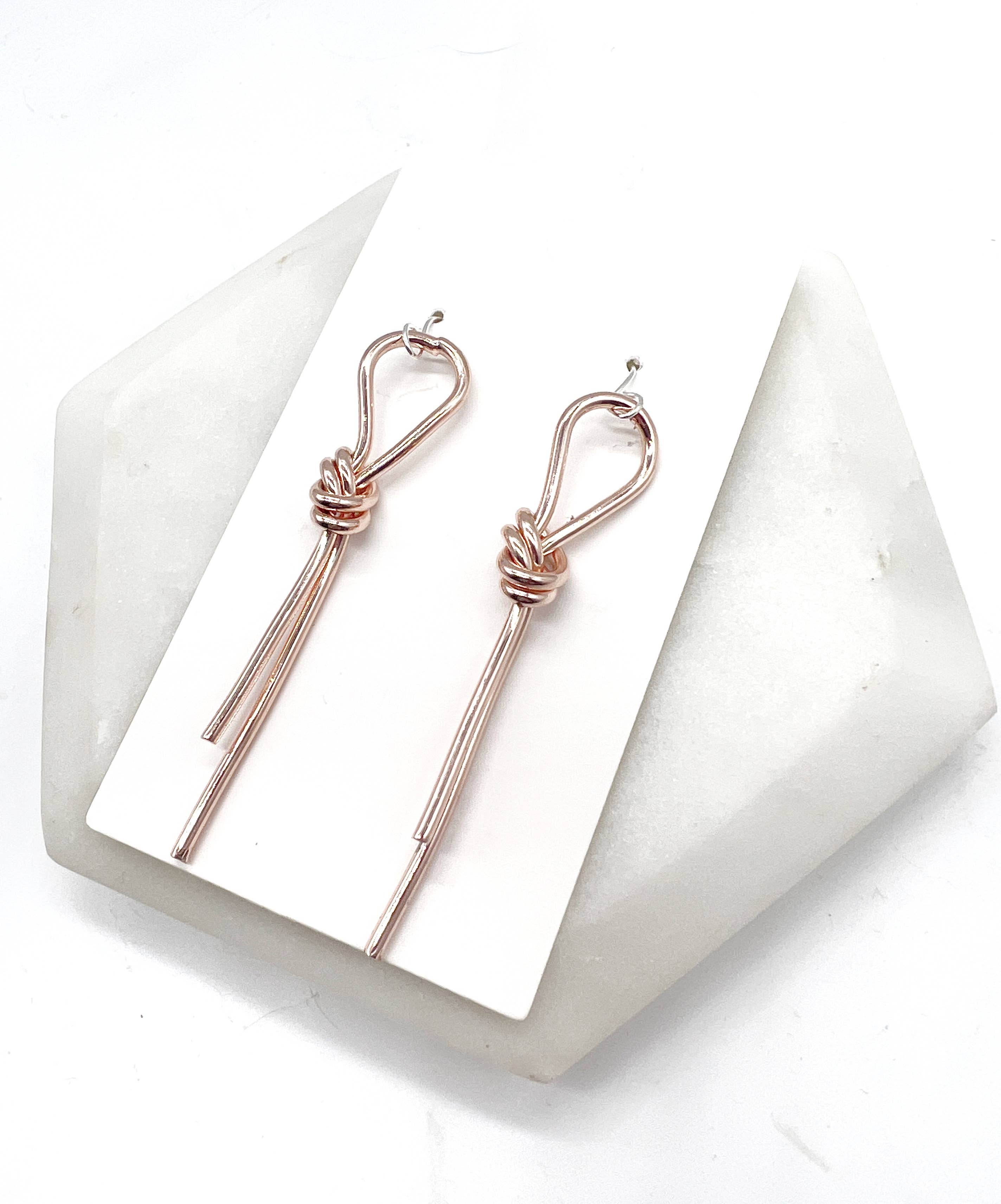 Rose Gold Metal Love Knot Statement Earrings