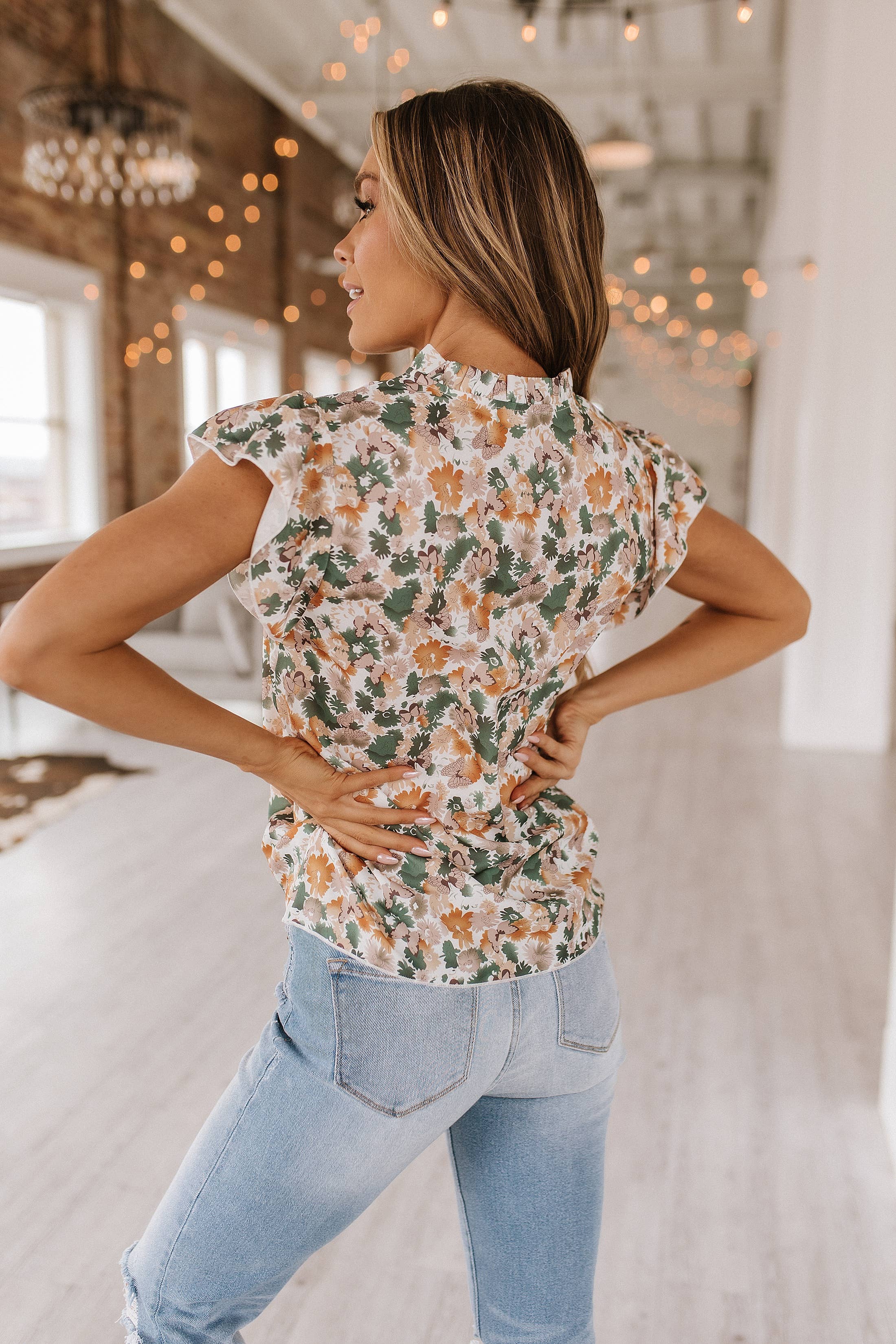 Sunny Butterfly Sleeve Blouse