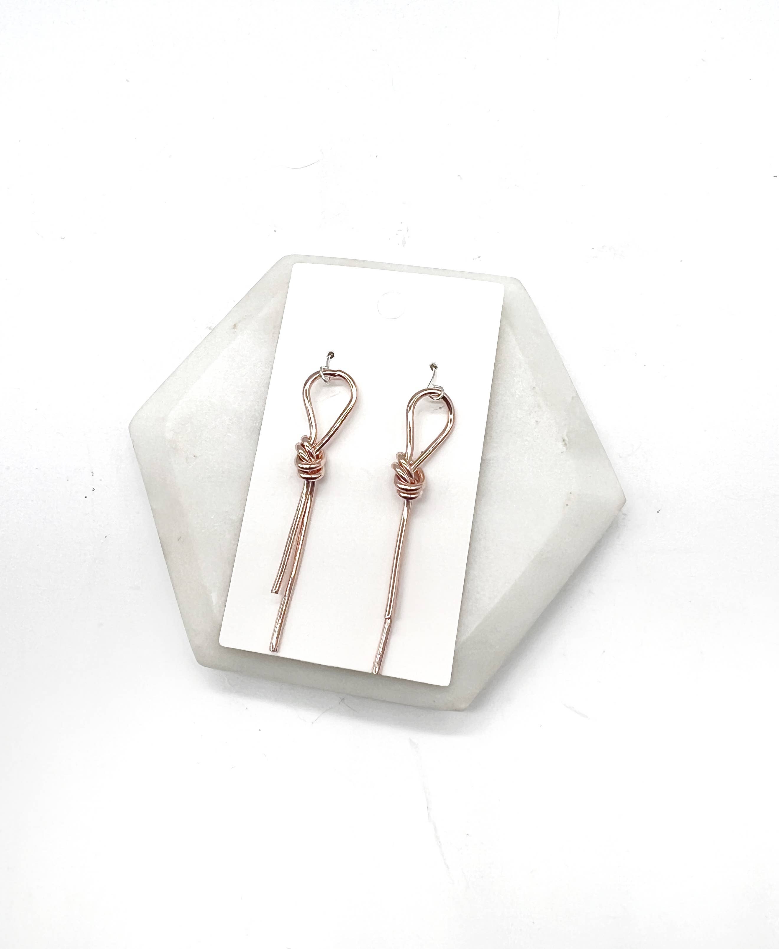 Rose Gold Metal Love Knot Statement Earrings