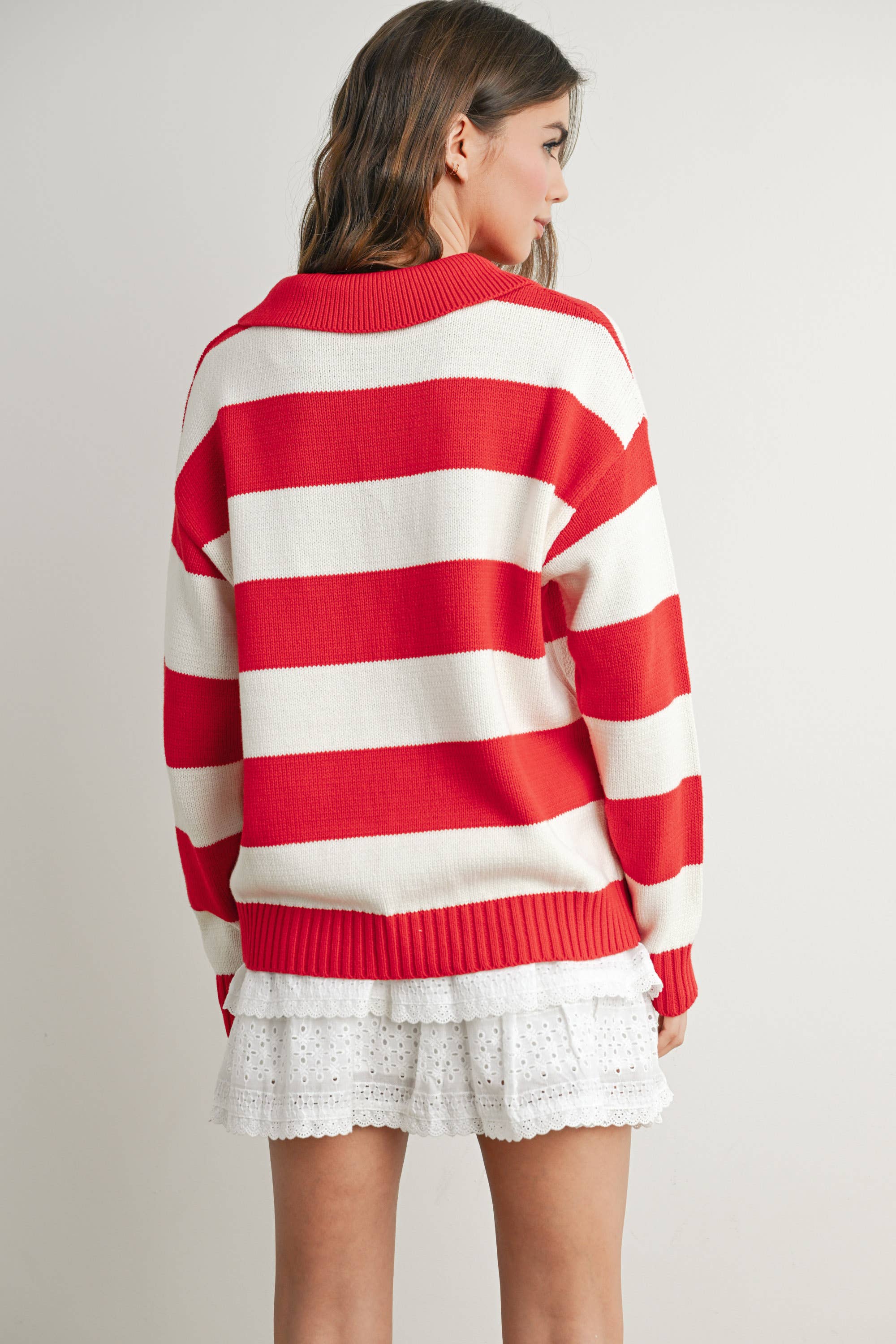 Stripped Polo Sweater