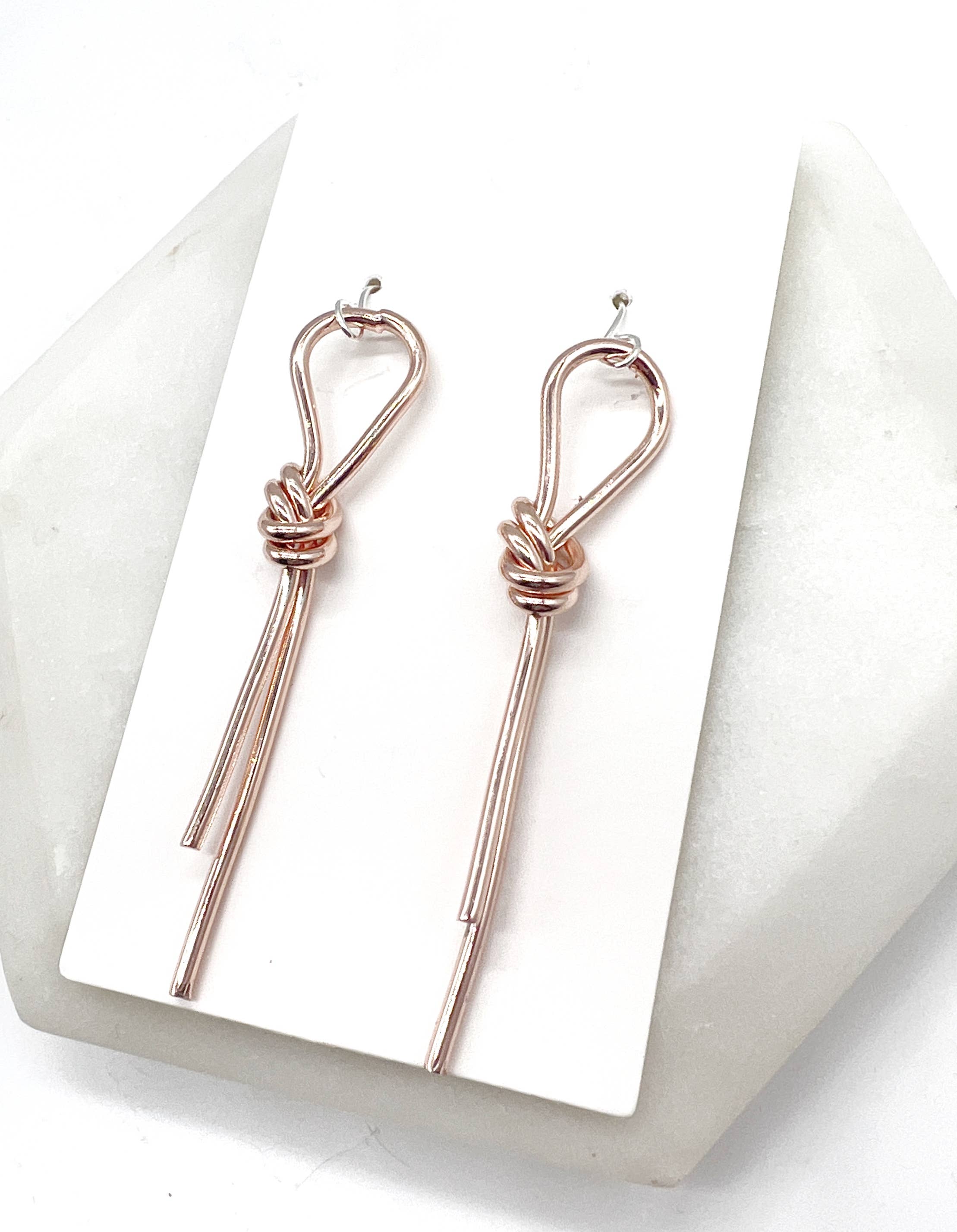 Rose Gold Metal Love Knot Statement Earrings