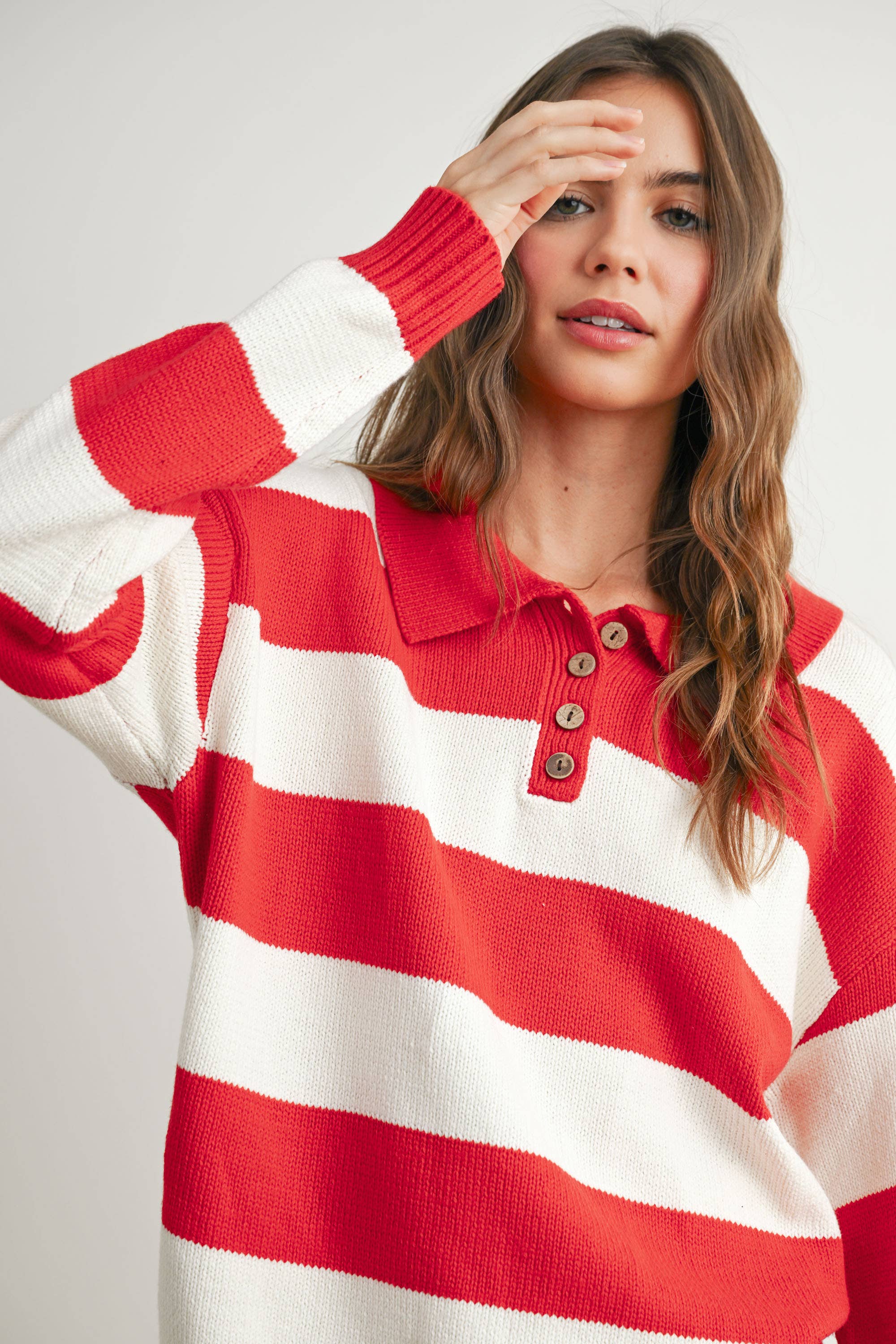 Stripped Polo Sweater