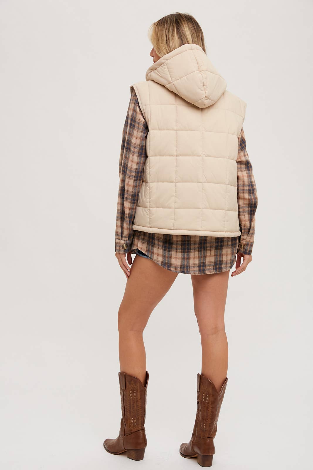 PUFFER ZIP-UP HOODED VEST