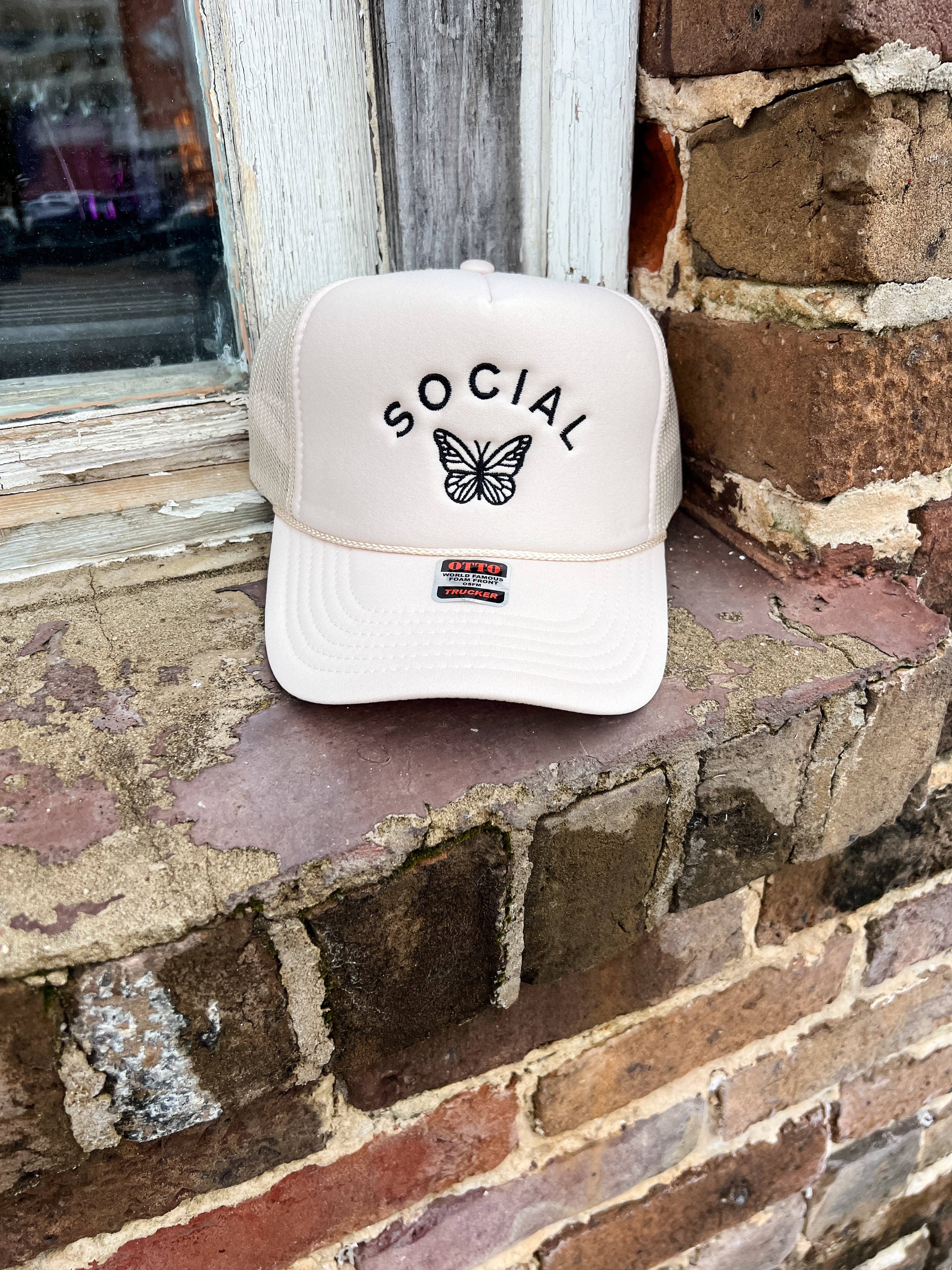 Social Butterfly Foam Trucker - Tan