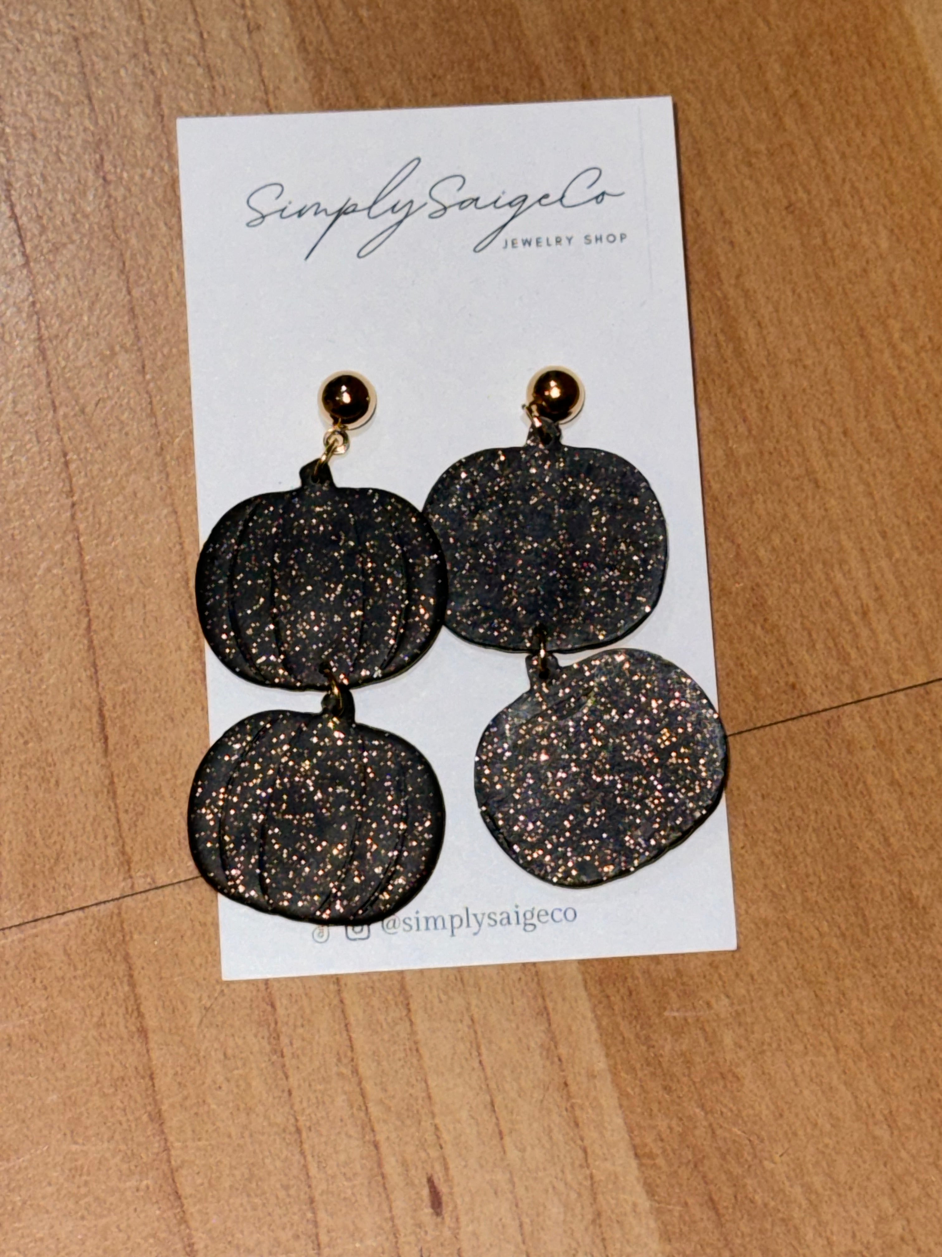 Double Black Pumpkin Earrings