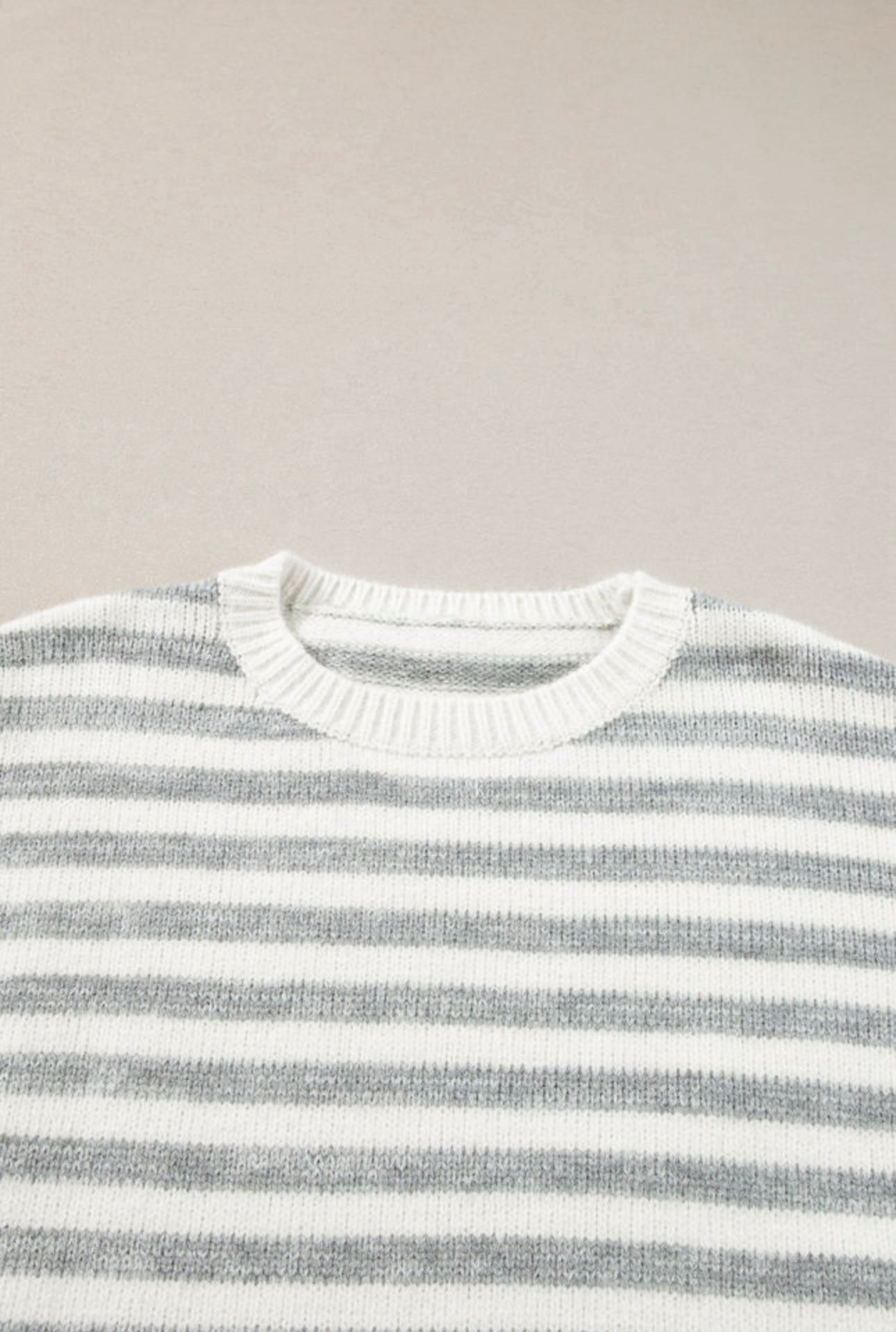 Gray Stripe Crewneck Sweater