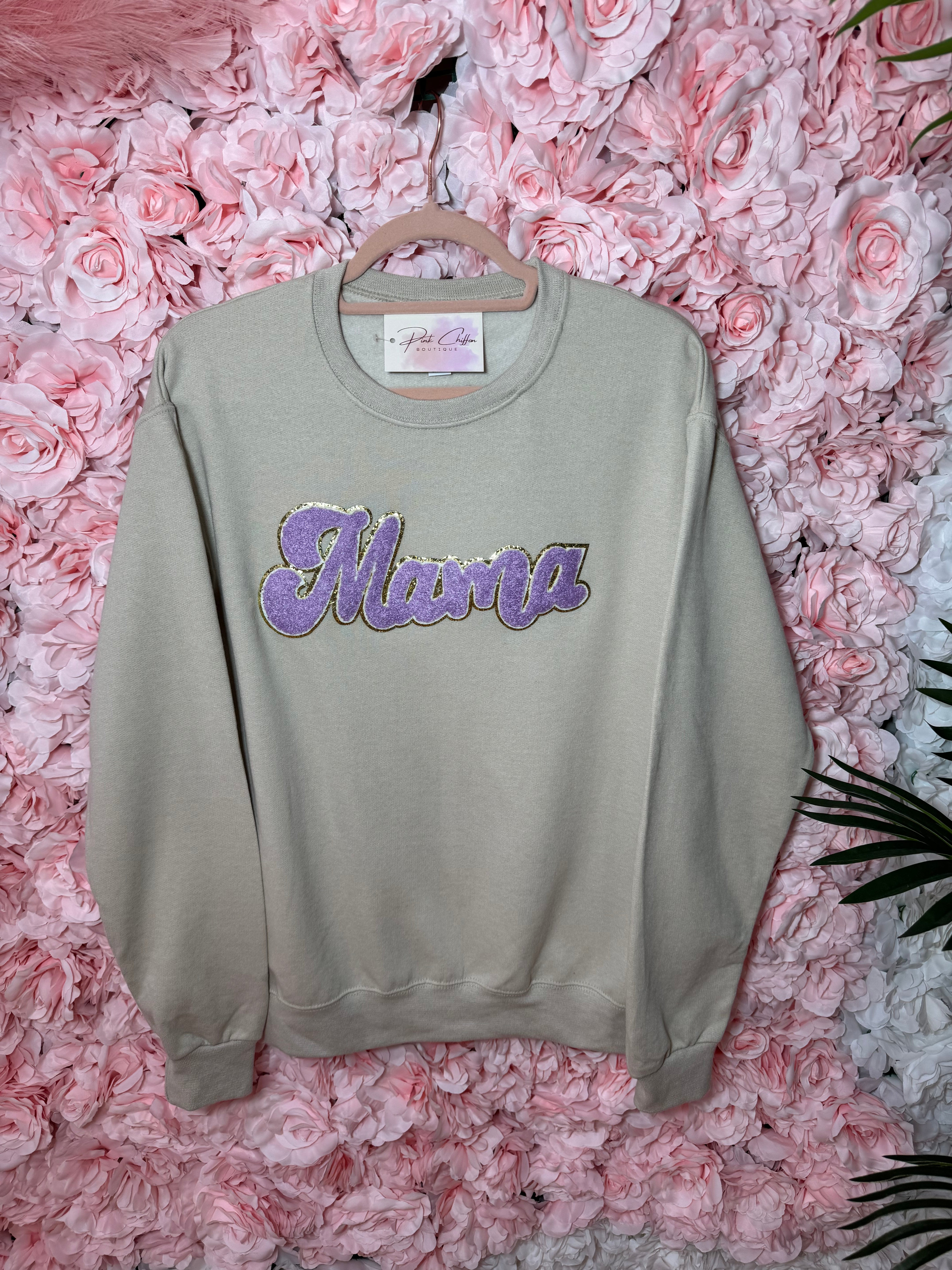 Mama ~ Purple & Gold Unisex Crew Sweatshirt