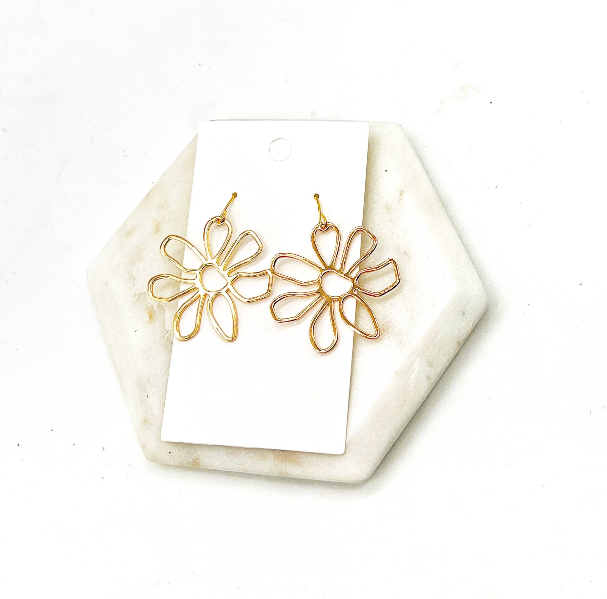 Gold Metal Flower Earrings