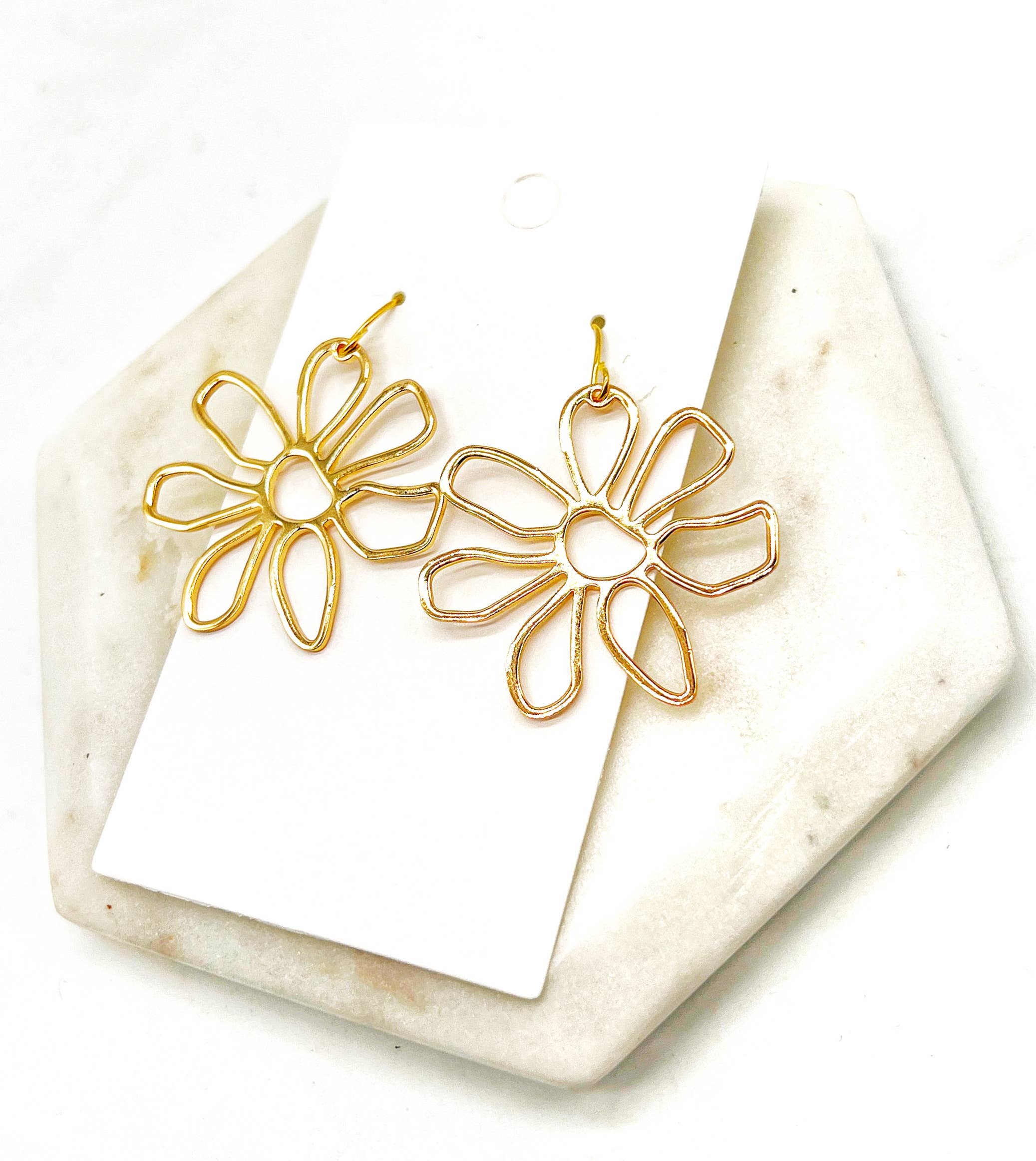 Gold Metal Flower Earrings