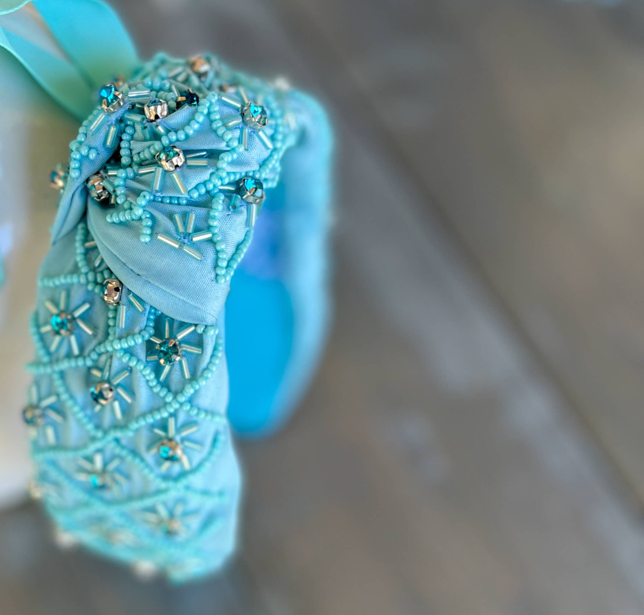 Ocean Blue Beaded Headband with Rhinestone Details