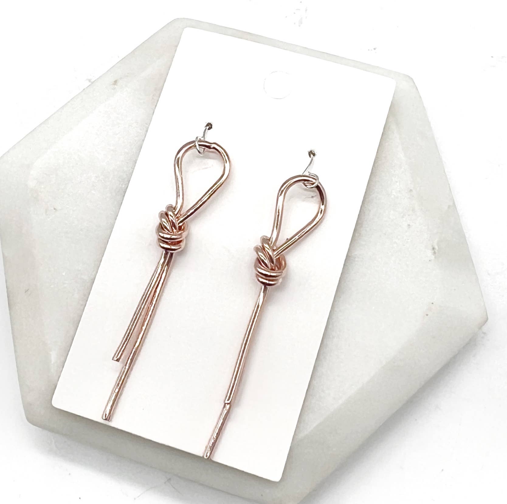 Rose Gold Metal Love Knot Statement Earrings