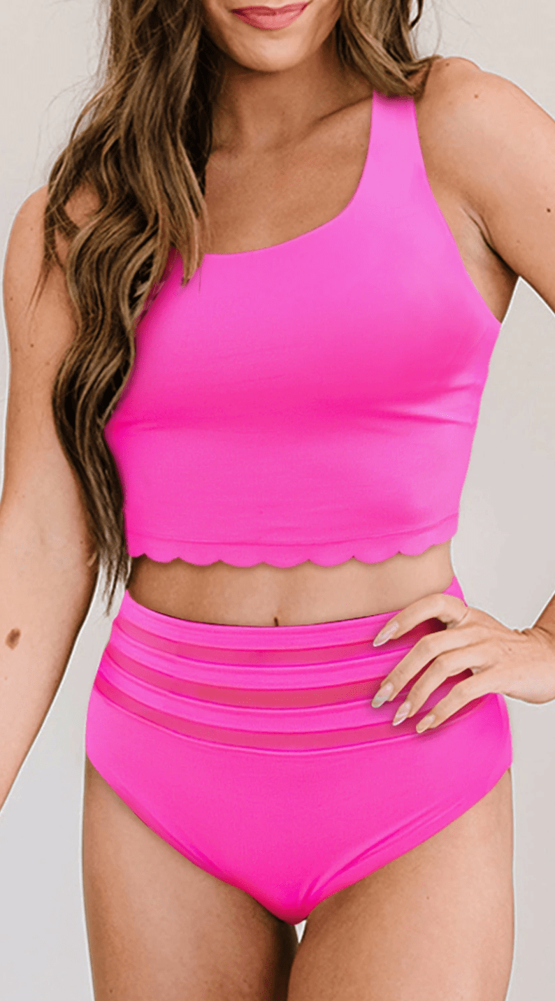 Scalloped High Waisted Two Piece Swimsuit S-XL | BO 12/12