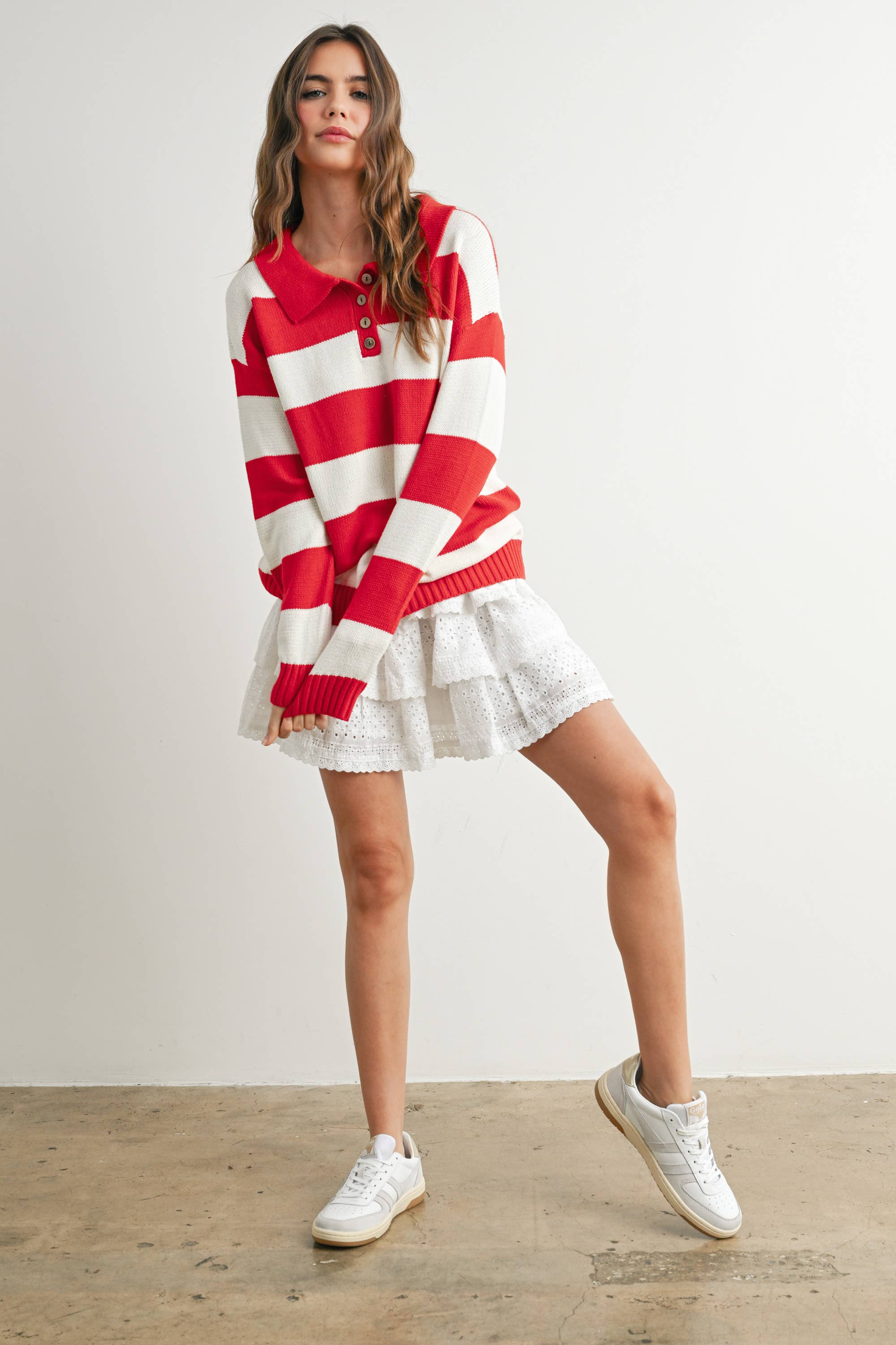 Stripped Polo Sweater