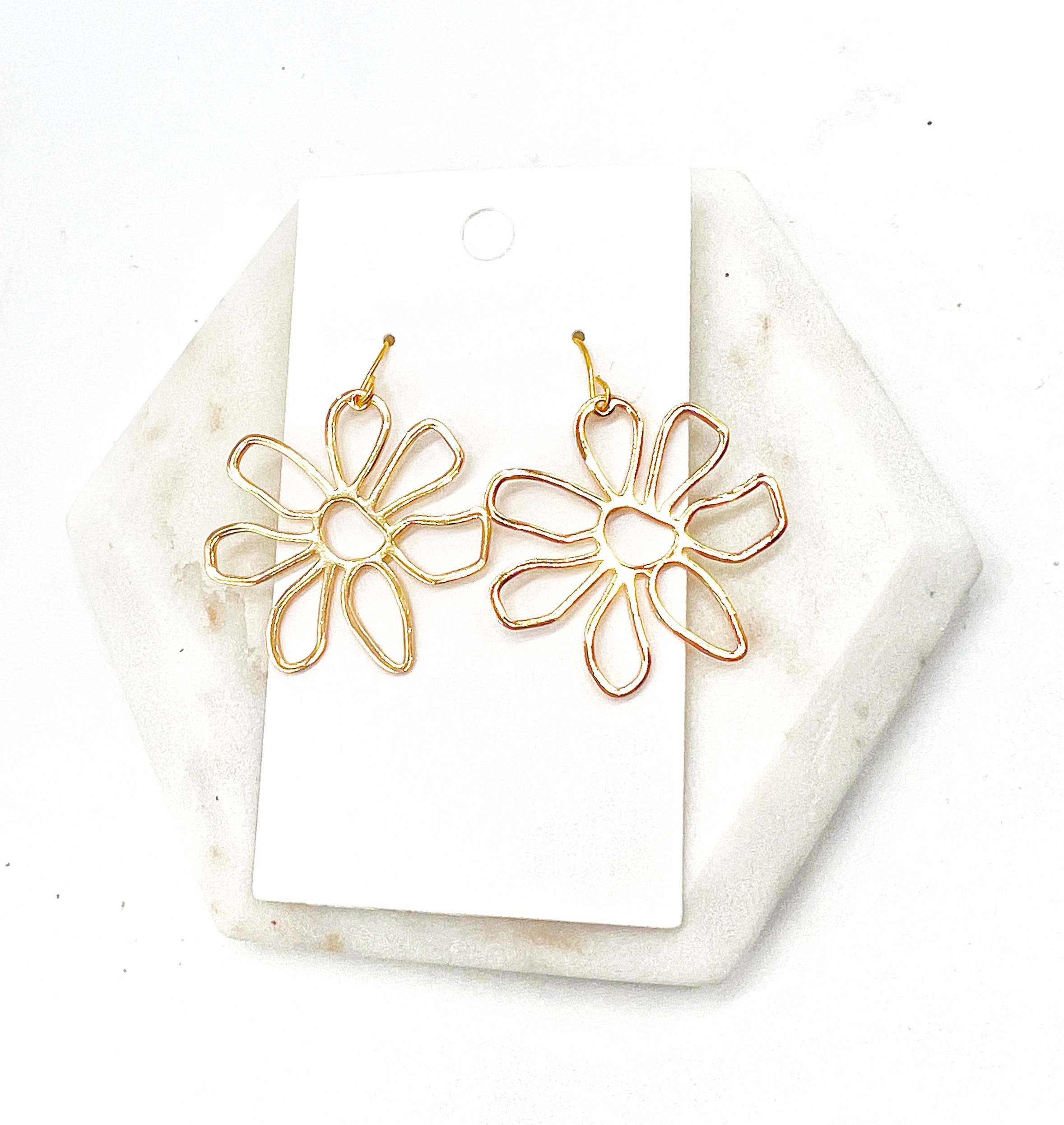 Gold Metal Flower Earrings